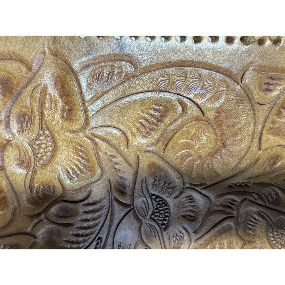 Alexis David Hand Tooled Leather Floral Shoulder Tote Purse Western Artisan Boho